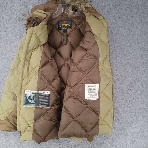 Eddie Bauer Goose Down Jacket Faux Fur Hood/Face 650 Fill Power Geddes Parka L - Picture 5 of 12